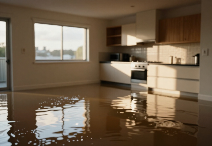 Flooded basement in Concord West before water extraction
